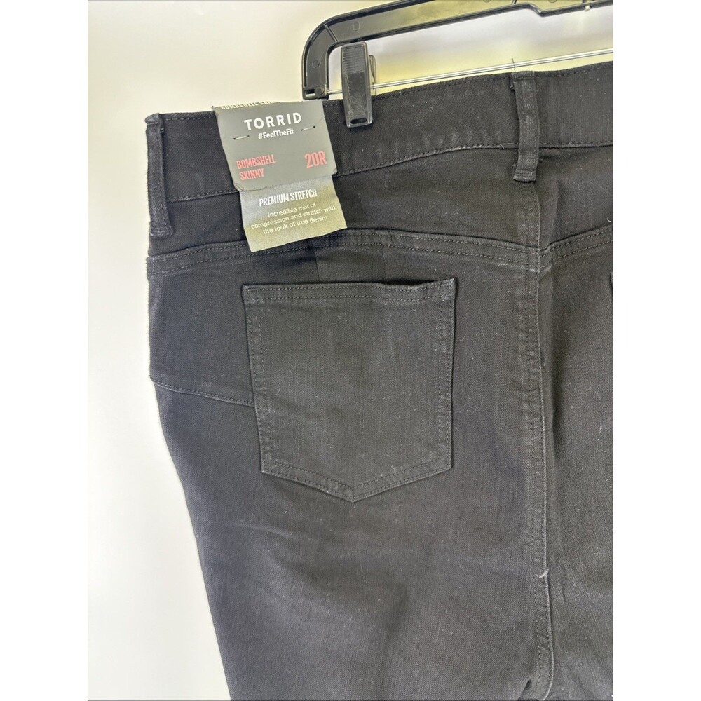Torrid Bombshell Skinny Black Jeans Premium Stretch High Rise Destructed NWT 20R - Picture 9 of 14